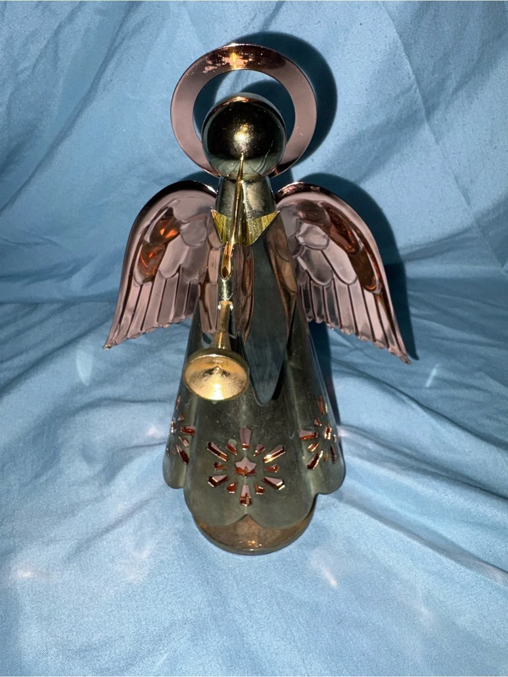 Vintage Brass & Copper Musical Angel Figurine
